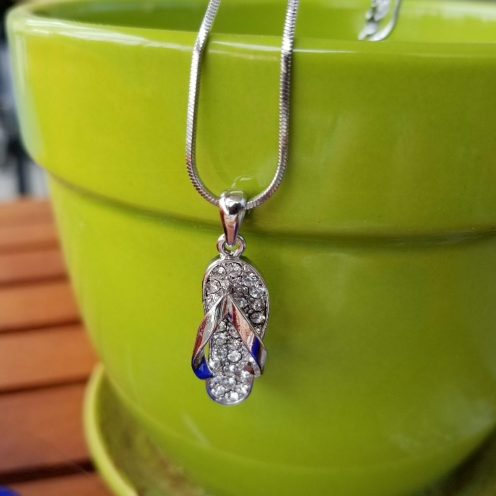 Swarovski Crystal Flip Flop Necklace